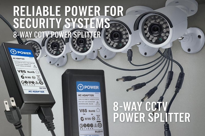 T POWER شاحن T POWER 12V لNight Owl وSwann Lorex وSamsung وQ-See x 4 و8 قناة LTE D1 DVR LTE-DVR4-R LTE-DVR8-R لكاميرات CCTV للرؤية الليلية الداخلية والخارجية 12V محول طاقة AC DC - Image 5